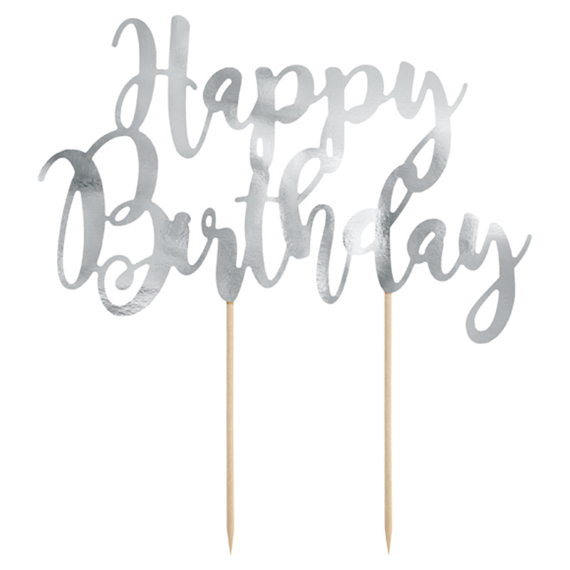 Cake topper in carta Happy Birthday PartyDeco glitter